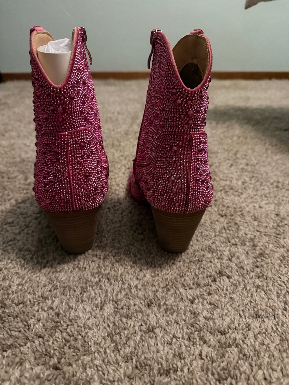 Gozzy Girl Pink Embellished Western Ankle Boots - Women's Fashion Boots - Picture 2 of 4